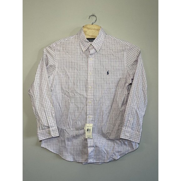 New POLO Ralph Lauren Men's  Button Up Shirt PINK-BLUE-WHITE  - 16.5 32/33 - Picture 1 of 7